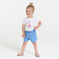 شورت من قماش خفيف أزرق بخصر عالي للطفلة الرضيعة